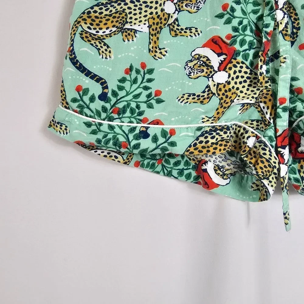 Printfresh Holly Jolly Bagheera Shorts Sleep Set in Green - Size XS